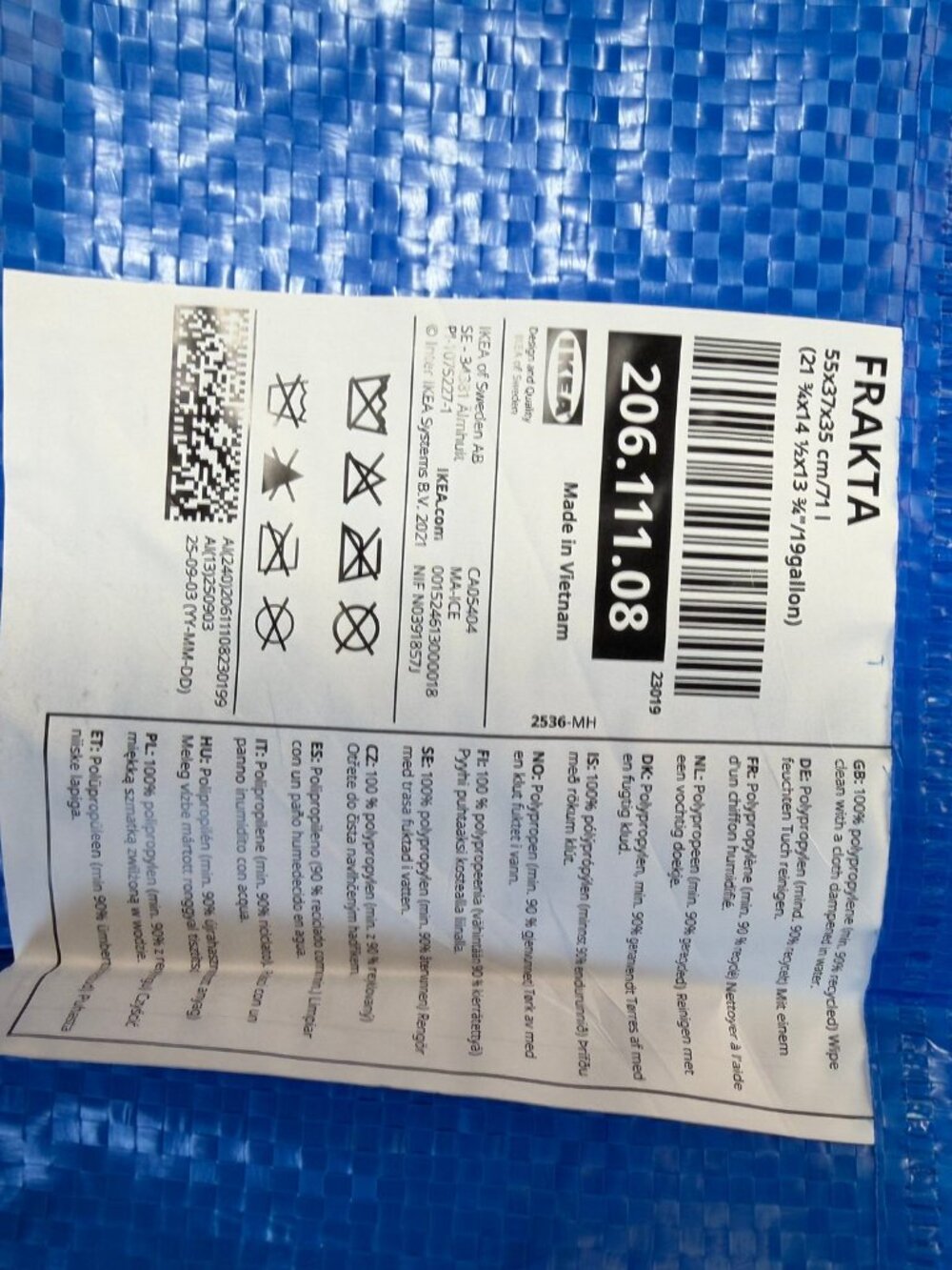 IKEA FRAKTA Large Blue Reusable Shopping Bags 19 Gallon Set of 6 - Picture 7 of 9